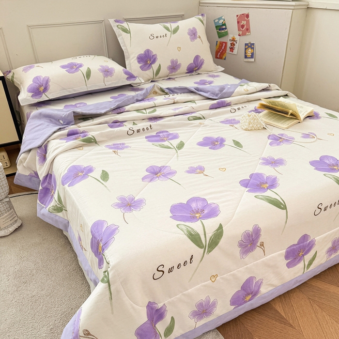 91家纺网 家纺一手货源 找家纺 棉造家居 2025新款春夏全棉纯棉印花夏被夏凉被空调被 甜美花韵