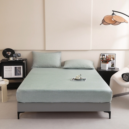 宇淳国际 2025新款亲肤阳离子磨毛床单床笠系列 艾绿