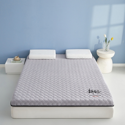 祁恋婷家居 2025新款A类牛奶丝棉花抗压床垫【床垫遮盖物】 新疆棉花-四菱格灰