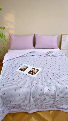 91家纺网 家纺一手货源 找家纺 森林人 2025新款A类针织棉大豆夏凉被 樱桃