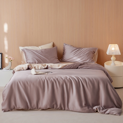 91家纺网 家纺一手货源 找家纺 （总）简纯主义 2025新款60兰精天丝拼色纯色四件套