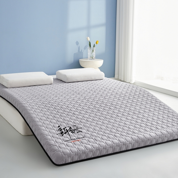 91家纺网 家纺一手货源 找家纺 祁恋婷家居 2025新款A类牛奶丝棉花抗压床垫【床垫遮盖物】 新疆棉花-四菱格灰