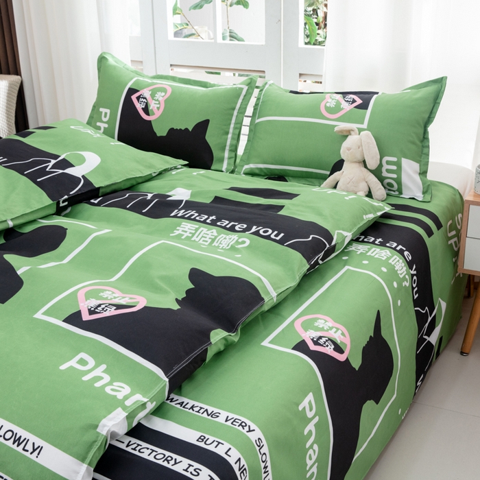 91家纺网 家纺一手货源 找家纺 乐居坊  2025新款柔软亲肤印花四件套大床图 禁止蕉绿