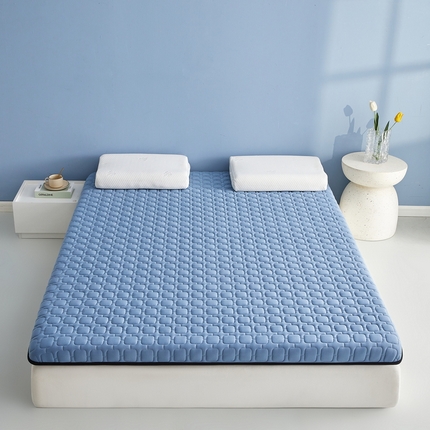 祁恋婷家居 2025新款A类牛奶丝棉花抗压床垫【床垫遮盖物】 单边四菱格蓝