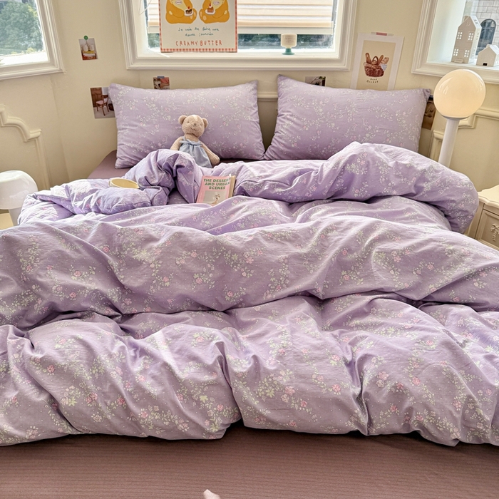 91家纺网 家纺一手货源 找家纺 罗亿家纺 2025新款云感提花双层纱裸睡四件套 恋如青柠香