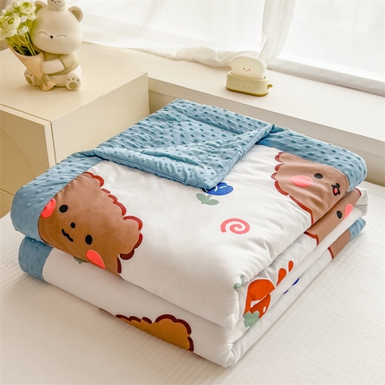 91家纺网 家纺一手货源 找家纺 （总）兄弟坊 2025新款水洗棉双层纱豆豆印花夏被夏凉被