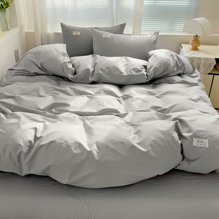 91家纺网 家纺一手货源 找家纺 眠博士 2025新款全棉40支纯色系列单被套 全棉拼色-银灰色