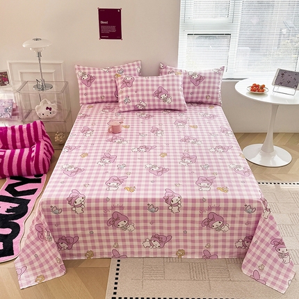 91家纺网 家纺一手货源 找家纺 木堇家居 2025新款全棉三丽鸥床单枕套单品系列（含防伪码） 全棉床单--田格美乐蒂