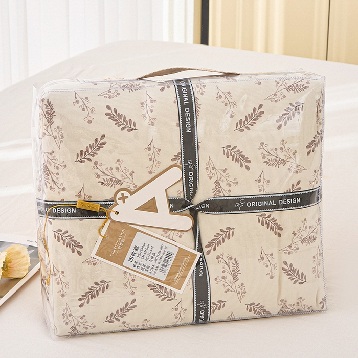 91家纺网 家纺一手货源 找家纺 雅慕家居   2025新款针织棉双层纱四件套 如约