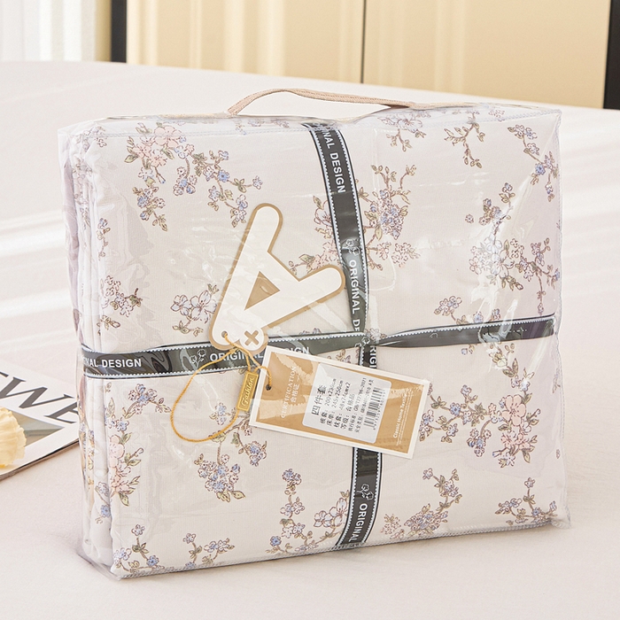 91家纺网 家纺一手货源 找家纺 雅慕家居   2025新款针织棉双层纱四件套 莱茵