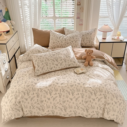 91家纺网 家纺一手货源 找家纺 秋艳家纺 2025新款全棉印花四件套 漫步花园