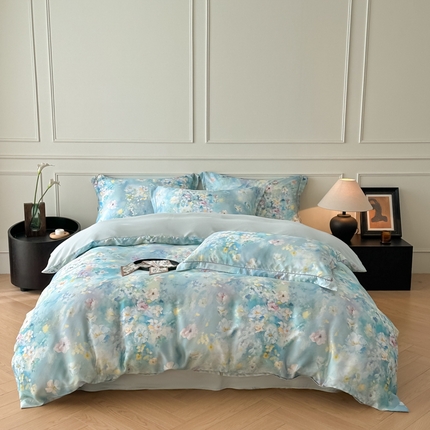 91家纺网 家纺一手货源 找家纺 （总）启航家居 2025春夏新款莱赛尔天丝数码印花四件套