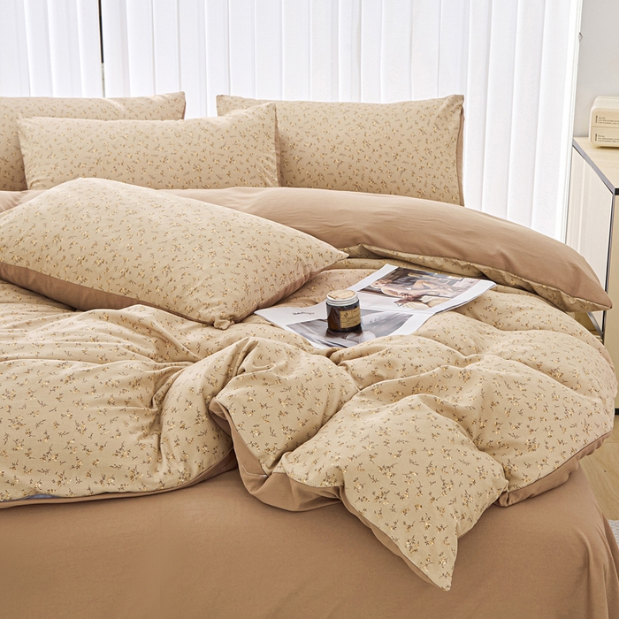 91家纺网 家纺一手货源 找家纺 雅慕家居   2025新款针织棉双层纱四件套 简爱