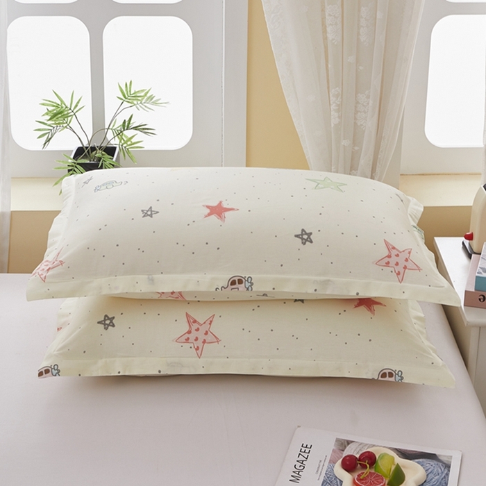 91家纺网 家纺一手货源 找家纺  翎盈家纺   2025新款ins风小清新纯棉印花枕套 天使之星