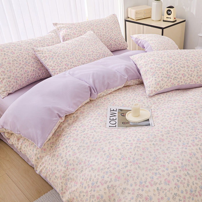 91家纺网 家纺一手货源 找家纺 雅慕家居   2025新款针织棉双层纱四件套 花海