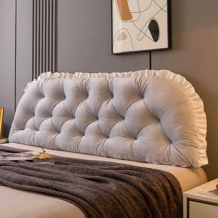 91家纺网 家纺一手货源 找家纺 碧尔家居 2025新款阳光水晶绒床头靠背垫不塌陷卧室防撞床上靠垫宿舍护腰靠枕软包 银灰