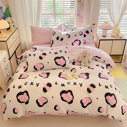 91家纺网 家纺一手货源 找家纺 秋艳家纺 2025新款全棉印花四件套 幸运之星