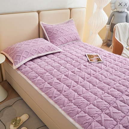 91家纺网 家纺一手货源 找家纺 买家秀 爆款不断货）A类母婴级舒棉绒牛奶绒床垫子雪花绒床垫子床褥子塔肤绒床垫褥子多功能床垫软垫床单款 奇幻-薰衣紫