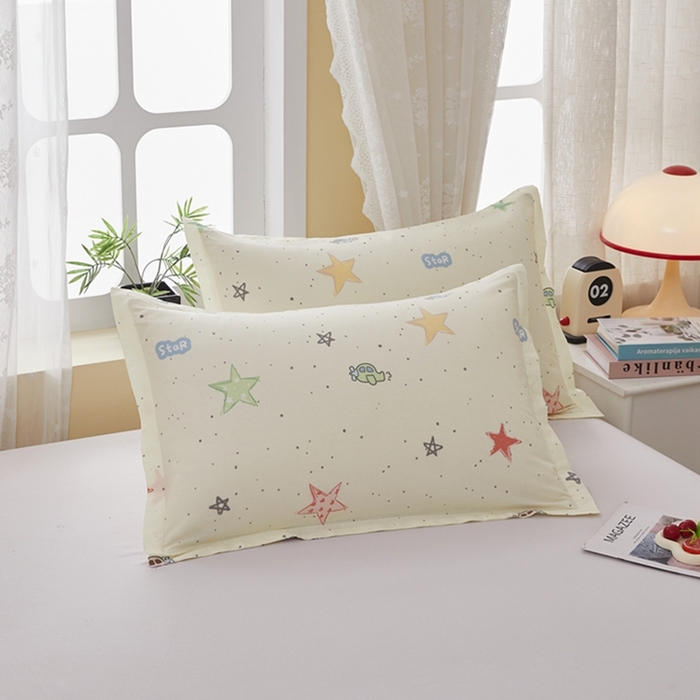 91家纺网 家纺一手货源 找家纺  翎盈家纺   2025新款ins风小清新纯棉印花枕套 天使之星