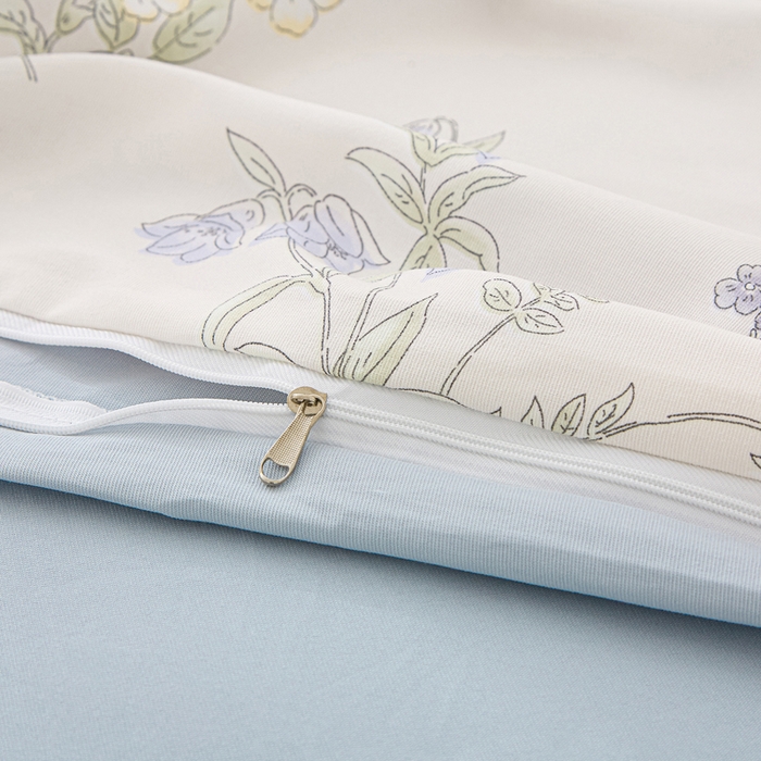 91家纺网 家纺一手货源 找家纺 雅慕家居   2025新款针织棉双层纱四件套 铃兰