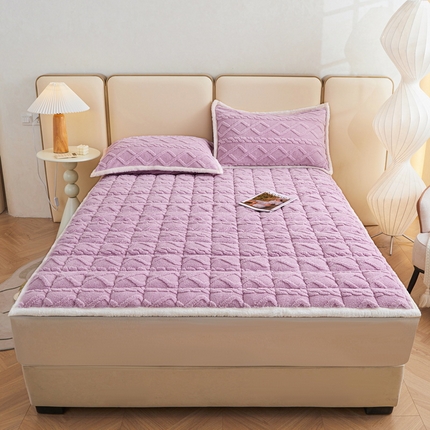 买家秀 爆款不断货）A类母婴级舒棉绒牛奶绒床垫子雪花绒床垫子床褥子塔肤绒床垫褥子多功能床垫软垫床单款 奇幻-薰衣紫