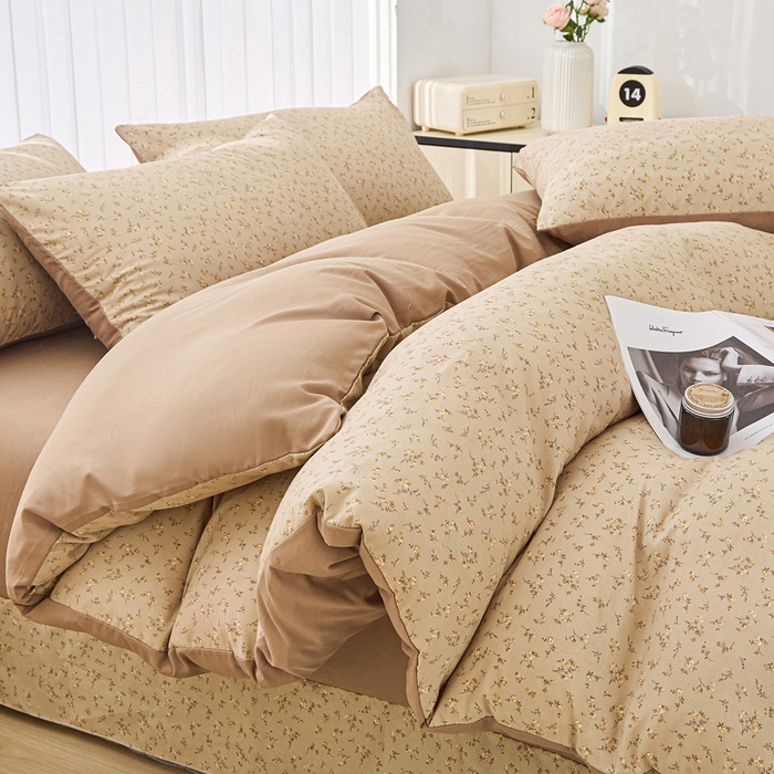 91家纺网 家纺一手货源 找家纺 雅慕家居   2025新款针织棉双层纱四件套 简爱