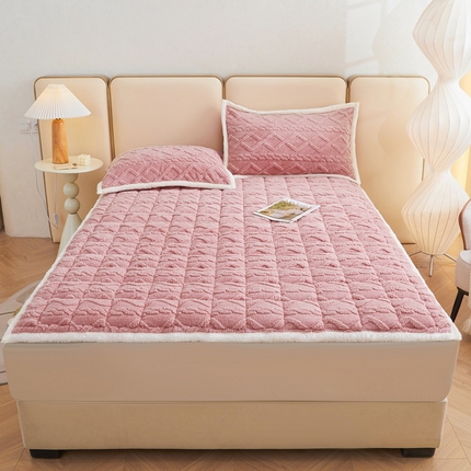 买家秀 爆款不断货）A类母婴级舒棉绒牛奶绒床垫子雪花绒床垫子床褥子塔肤绒床垫褥子多功能床垫软垫床单款 奇幻-豆沙色