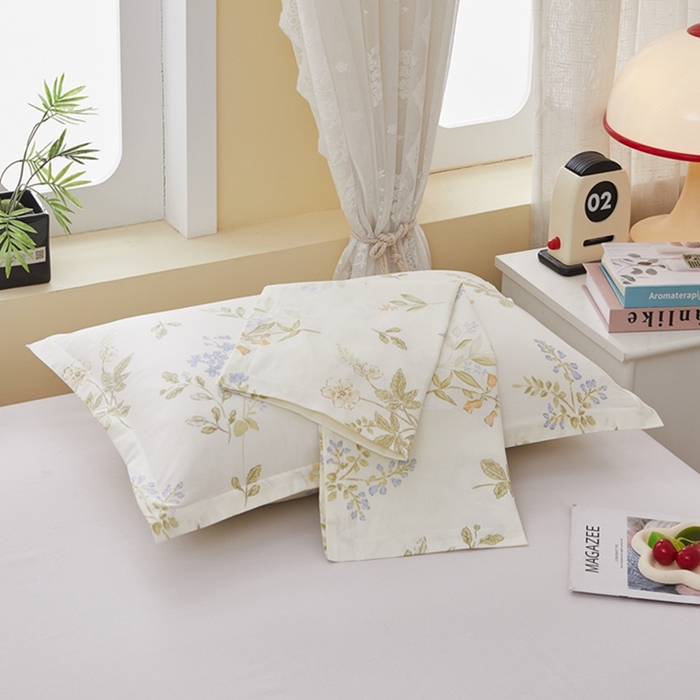 91家纺网 家纺一手货源 找家纺  翎盈家纺   2025新款ins风小清新纯棉印花枕套 沁园春