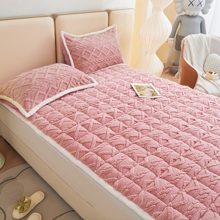 91家纺网 家纺一手货源 找家纺 买家秀 爆款不断货）A类母婴级舒棉绒牛奶绒床垫子雪花绒床垫子床褥子塔肤绒床垫褥子多功能床垫软垫床单款 奇幻-豆沙色