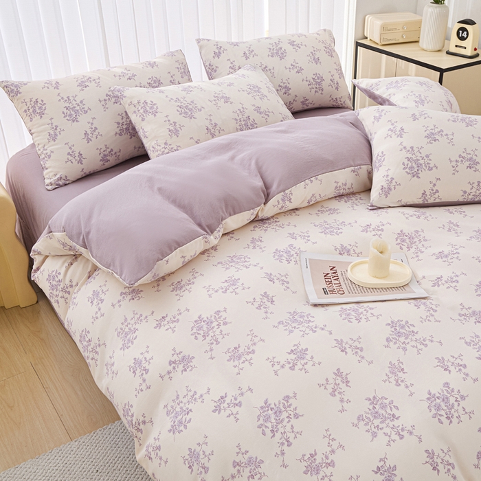 91家纺网 家纺一手货源 找家纺 雅慕家居   2025新款针织棉双层纱四件套 暗香