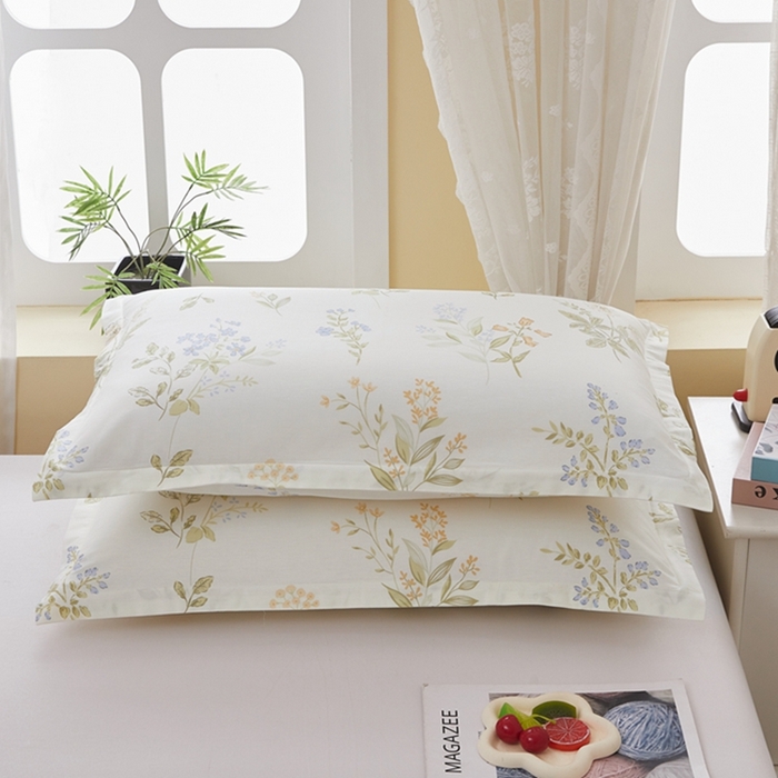 91家纺网 家纺一手货源 找家纺  翎盈家纺   2025新款ins风小清新纯棉印花枕套 沁园春