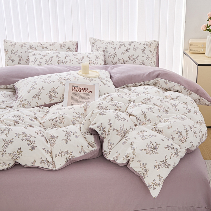 91家纺网 家纺一手货源 找家纺 雅慕家居   2025新款针织棉双层纱四件套 莱茵