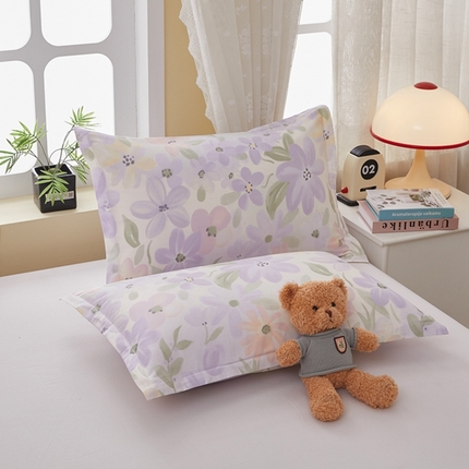  翎盈家纺   2025新款ins风小清新纯棉印花枕套 微雨山茶