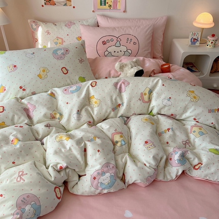 桃喜 2025春夏新款全棉卡通混搭13070系列四件套 开心一刻