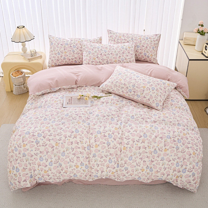 91家纺网 家纺一手货源 找家纺 雅慕家居   2025新款针织棉双层纱四件套 梦幻巴黎