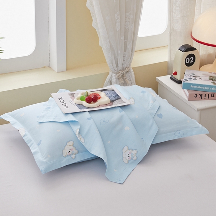 91家纺网 家纺一手货源 找家纺  翎盈家纺   2025新款ins风小清新纯棉印花枕套 哈基米