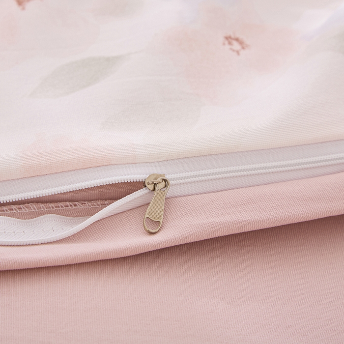 91家纺网 家纺一手货源 找家纺 雅慕家居   2025新款针织棉双层纱四件套 粉色油画