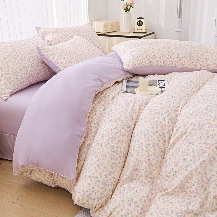 91家纺网 家纺一手货源 找家纺 雅慕家居   2025新款针织棉双层纱四件套 花海