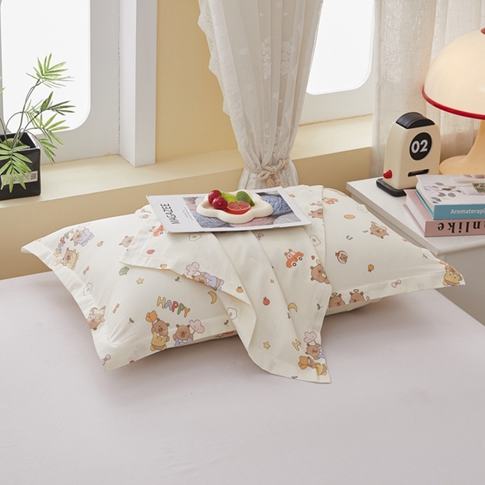 91家纺网 家纺一手货源 找家纺  翎盈家纺   2025新款ins风小清新纯棉印花枕套 音乐卡皮