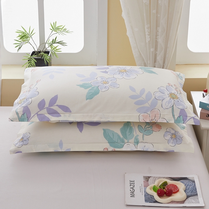 91家纺网 家纺一手货源 找家纺  翎盈家纺   2025新款ins风小清新纯棉印花枕套 花漾星辰