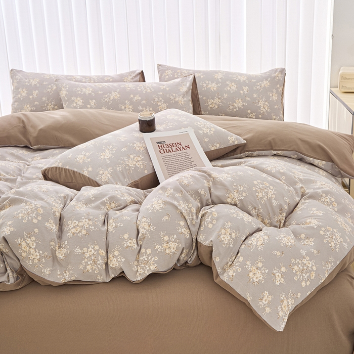 91家纺网 家纺一手货源 找家纺 雅慕家居   2025新款针织棉双层纱四件套 海棠