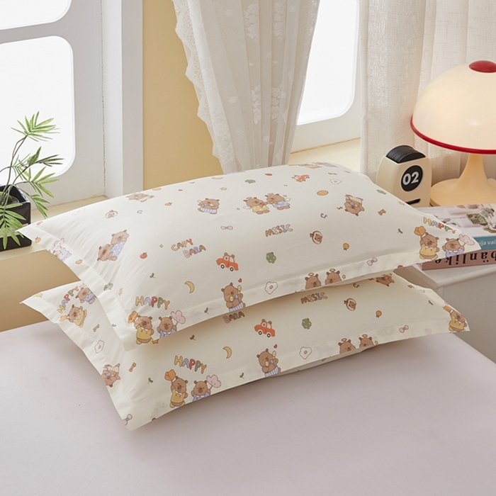 91家纺网 家纺一手货源 找家纺  翎盈家纺   2025新款ins风小清新纯棉印花枕套 音乐卡皮