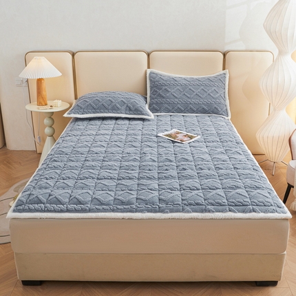 买家秀 爆款不断货）A类母婴级舒棉绒牛奶绒床垫子雪花绒床垫子床褥子塔肤绒床垫褥子多功能床垫软垫床单款 奇幻-烟雨蓝