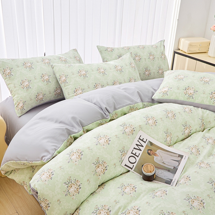 91家纺网 家纺一手货源 找家纺 雅慕家居   2025新款针织棉双层纱四件套 初春