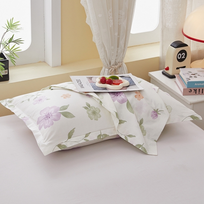 91家纺网 家纺一手货源 找家纺  翎盈家纺   2025新款ins风小清新纯棉印花枕套 蜜语花开