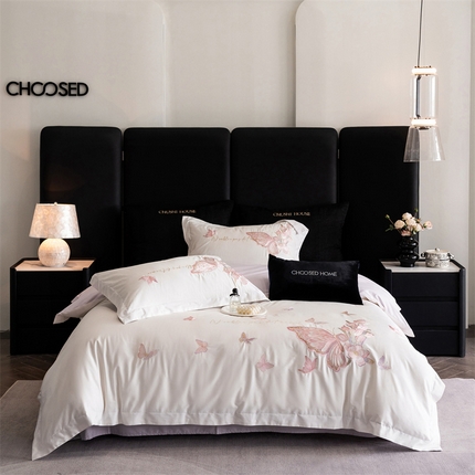 91家纺网 家纺一手货源 找家纺 初拾 2025新款100s澳棉刺绣四件套-蝶彩霓虹 蝶彩霓虹-棠梨紫