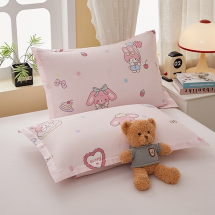 91家纺网 家纺一手货源 找家纺  翎盈家纺   2025新款ins风小清新纯棉印花枕套 可乐贝儿