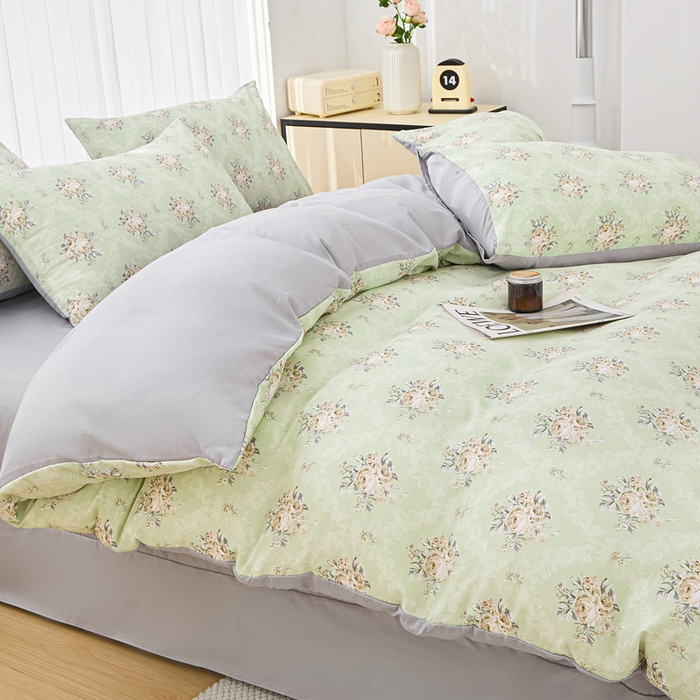 91家纺网 家纺一手货源 找家纺 雅慕家居   2025新款针织棉双层纱四件套 初春