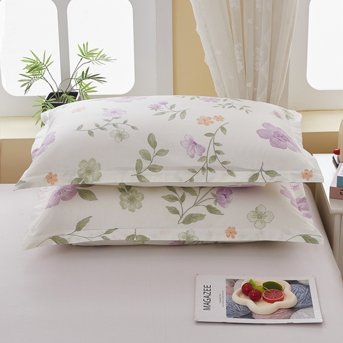 91家纺网 家纺一手货源 找家纺  翎盈家纺   2025新款ins风小清新纯棉印花枕套 蜜语花开