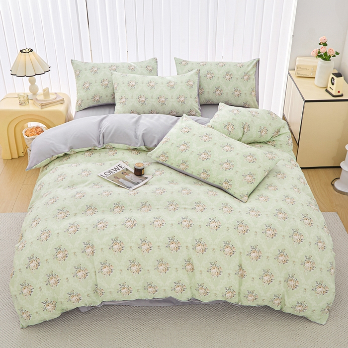 91家纺网 家纺一手货源 找家纺 雅慕家居   2025新款针织棉双层纱四件套 初春